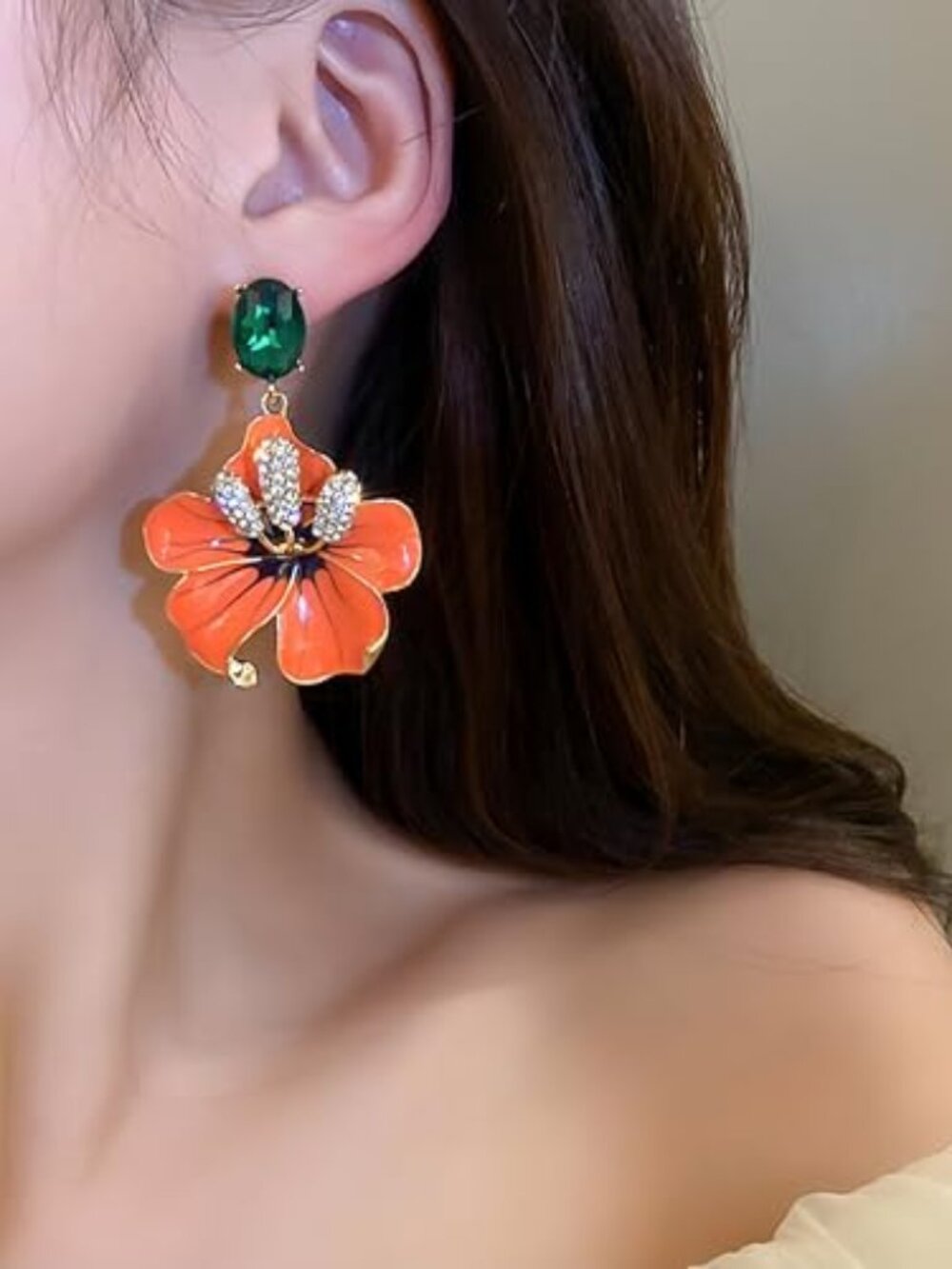 Medieval Retro Round Ear Buckles Colorful round bead Baroque personalized